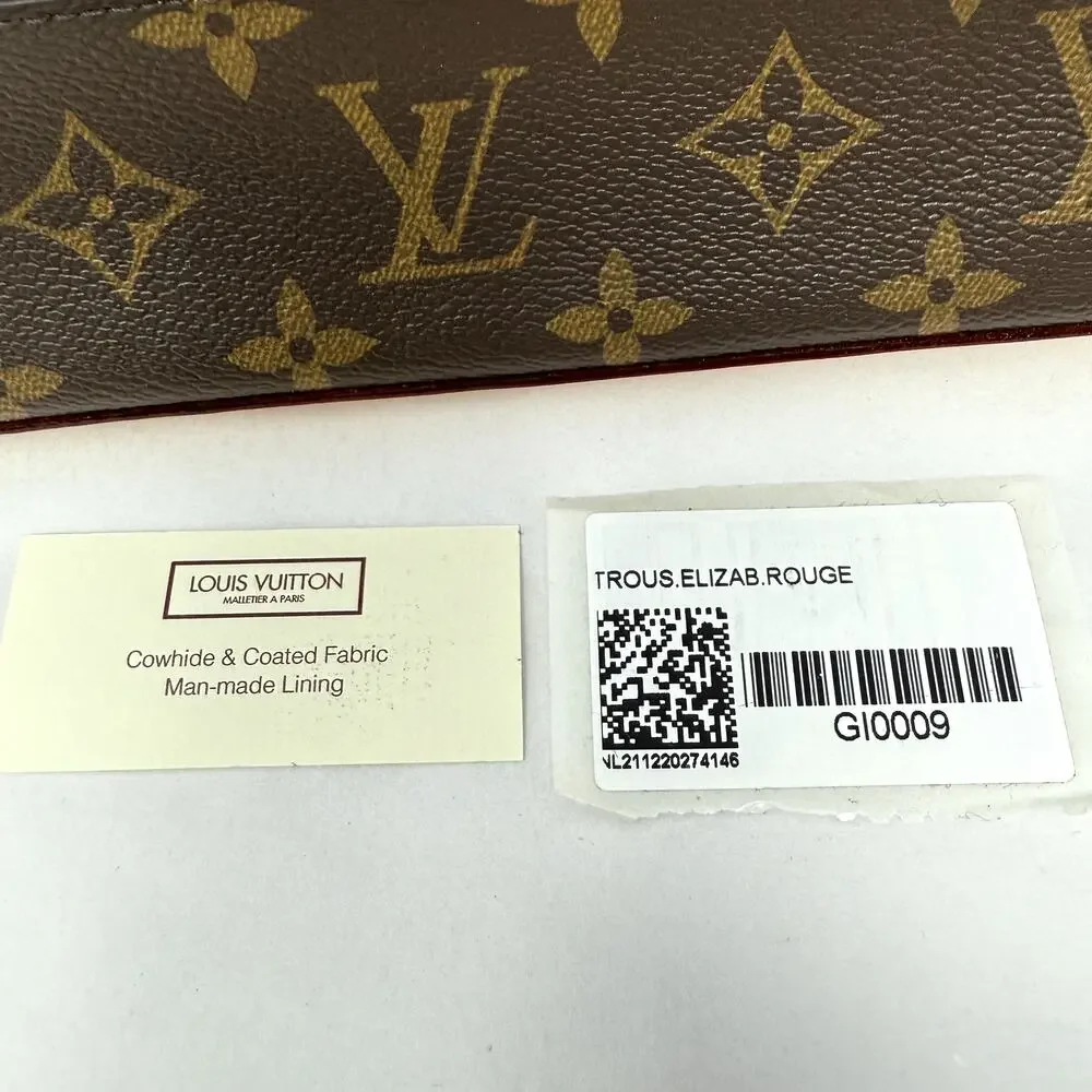 Louis Vuitton Monogram Elizabeth Pencil Pouch Case Red Gi0009 Trous RARE NEW